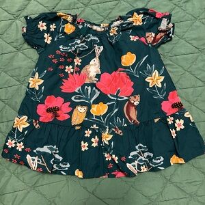 Tea collection woodland creature forest lined cotton dress euc